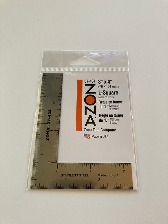 Zona 37-434 L-Square, Stainless Steel, 3-Inch x 4-Inch - Hobby